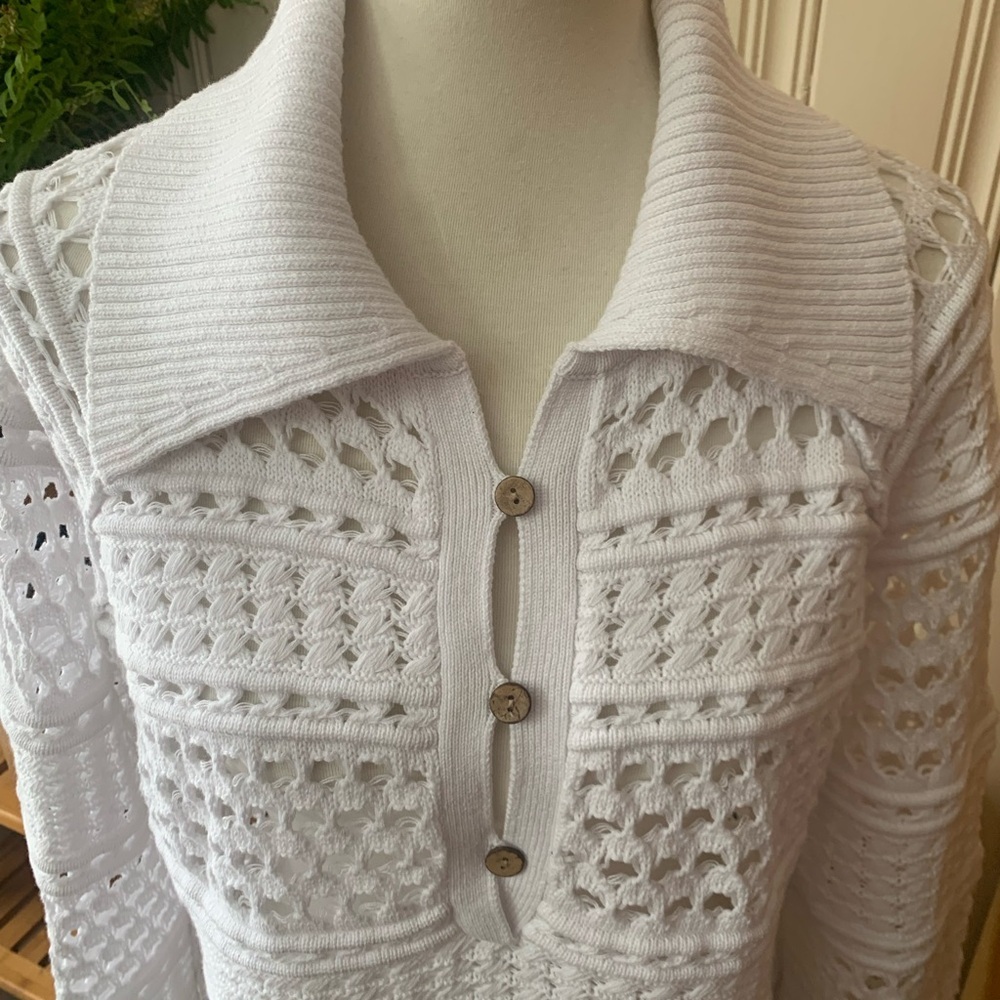 SUNDANCE OPEN WEAVE SWEATER COTTON Large